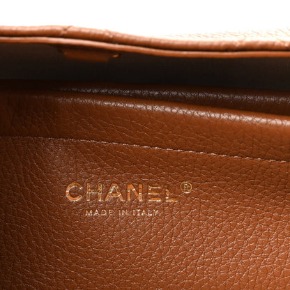 Grained Calfskin Stitched Urban Essentials Small Shopping Bag Camel
