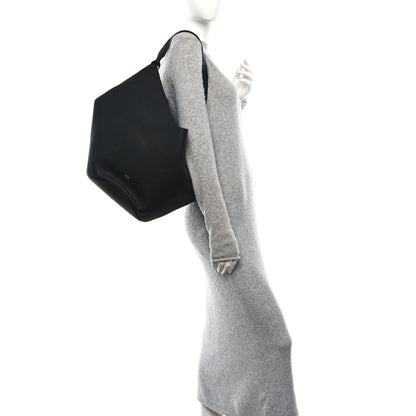 Pebbled Sport Calfskin Medium Lotus Tote Black