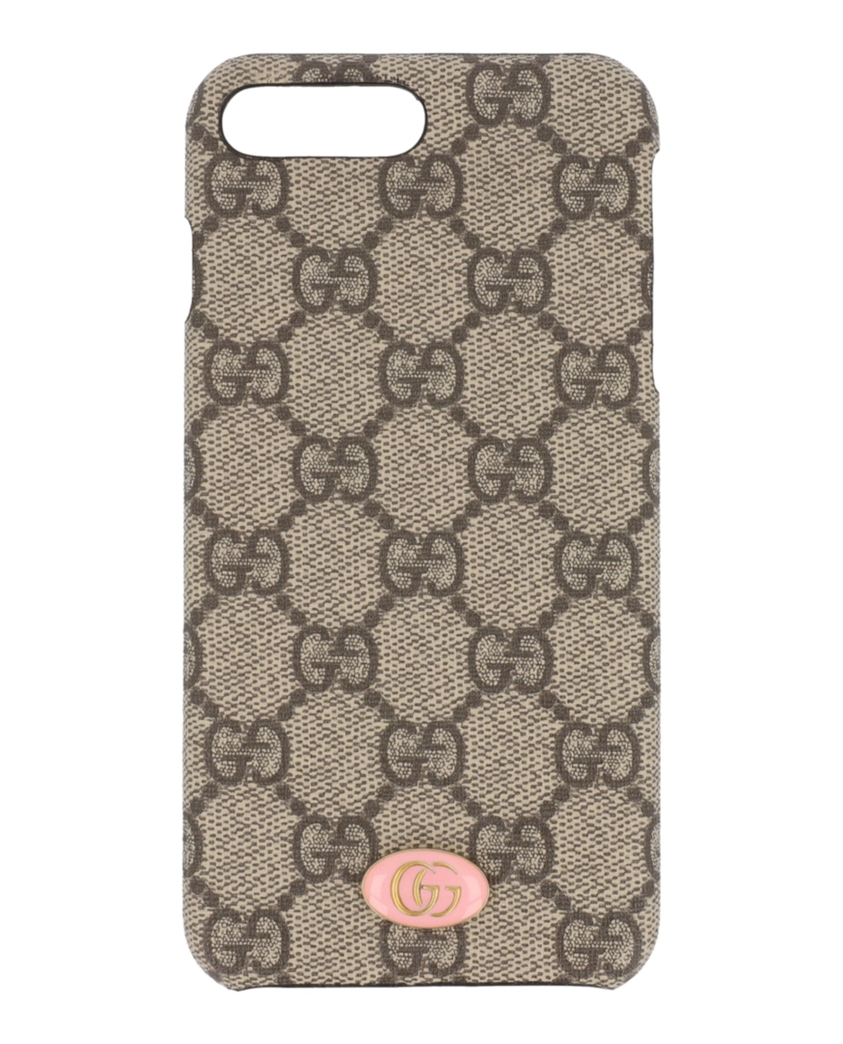Gucci Unisex-Adult GG Supreme iPhone 8 Plus Case Beige Ebony Sugar Pink