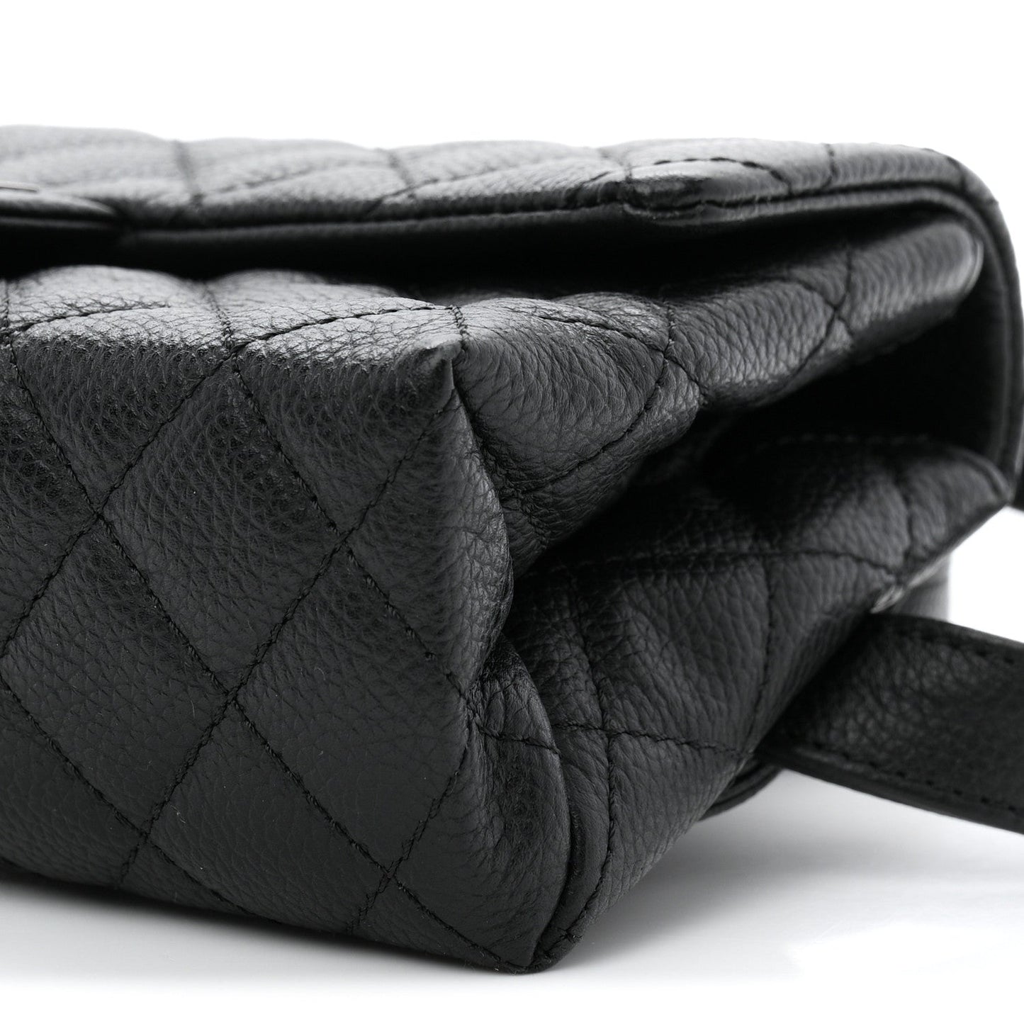 Grained Calfskin Quilted 2.55 Reissue Flap Belt Bag Clutch Black