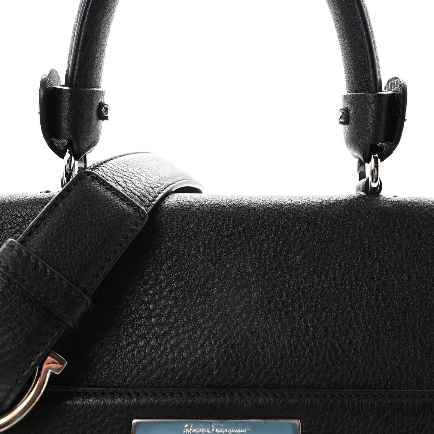 Grained Calfskin Sofia Satchel Black