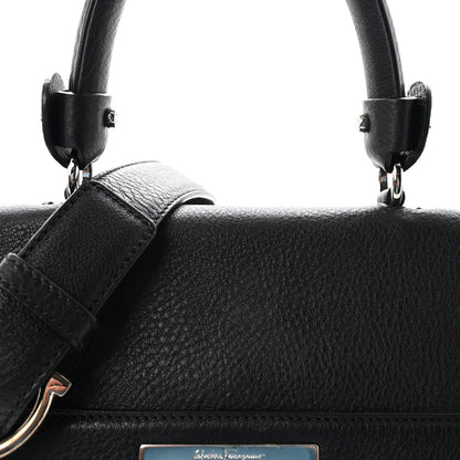 Grained Calfskin Sofia Satchel Black