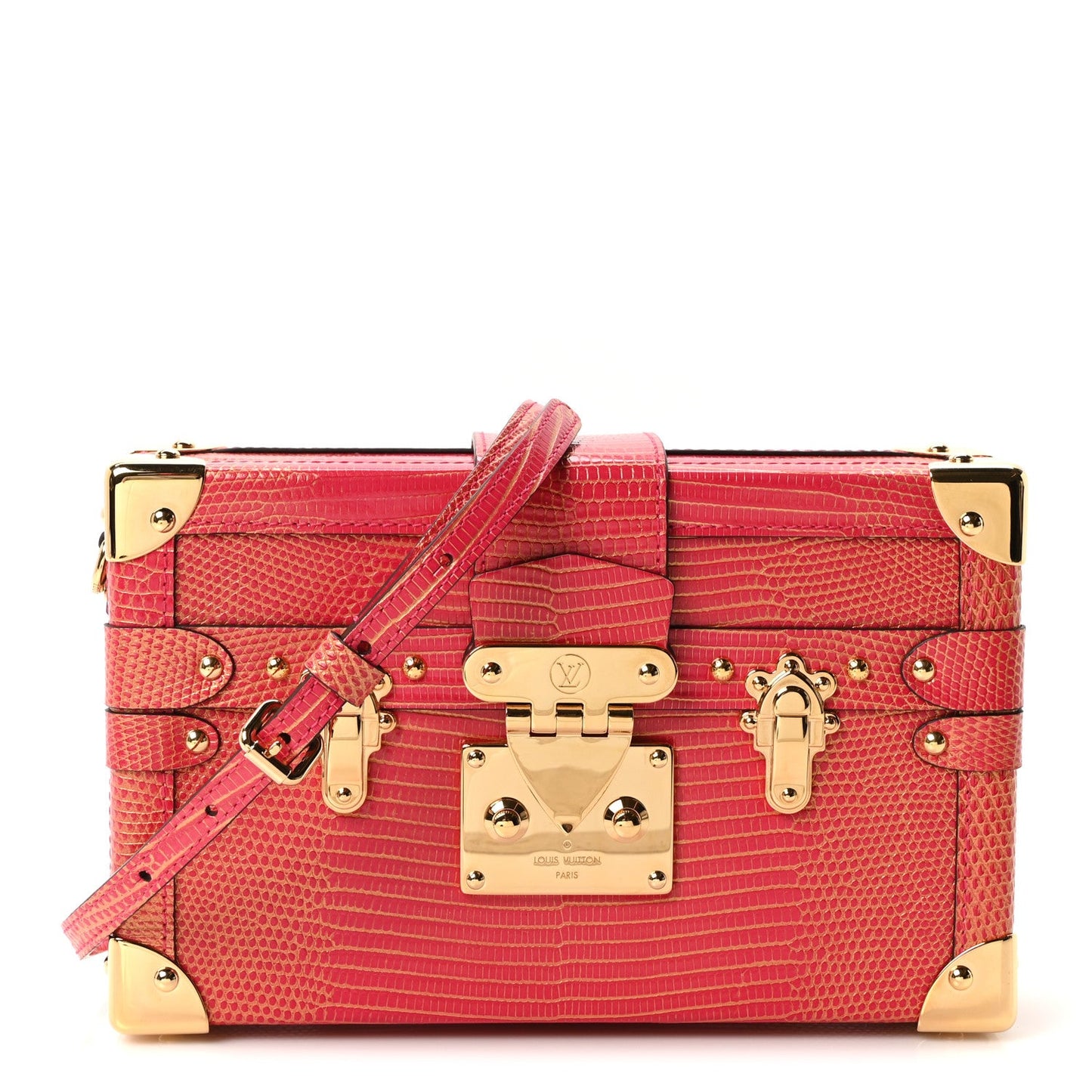Metalic Lizard Petite Malle Pink