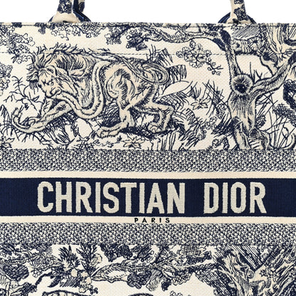 Canvas Embroidered Large Dioriviera Toile De Jouy Book Tote Blue