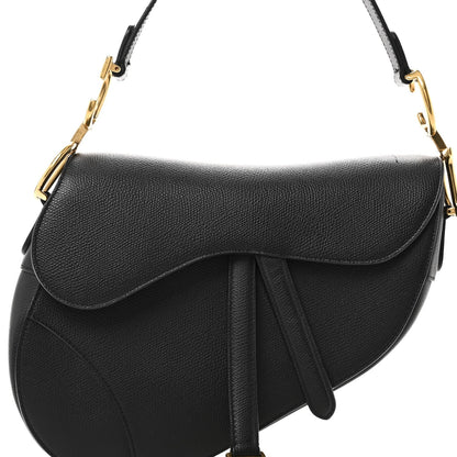 Grained Calfskin Saddle Bag Black