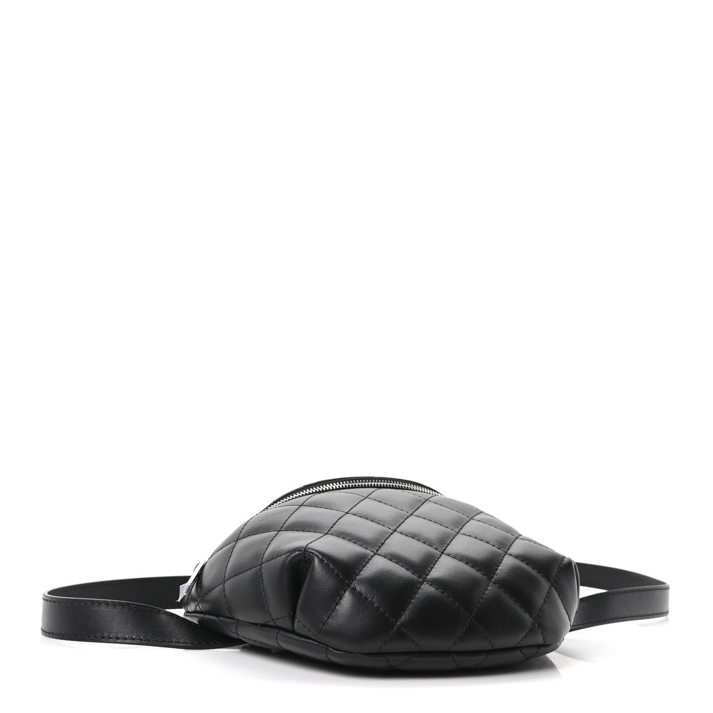 Lambskin Quilted Waist Belt Bag Black