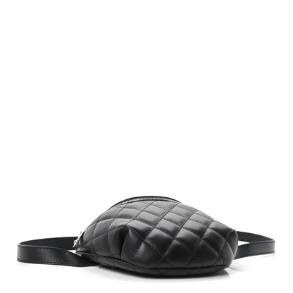 Lambskin Quilted Waist Belt Bag Black