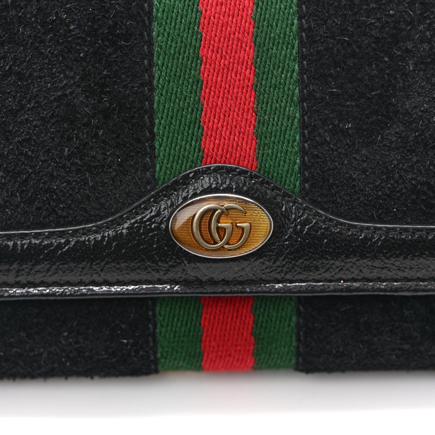 Suede Patent Web Ophidia Wallet On Chain Black