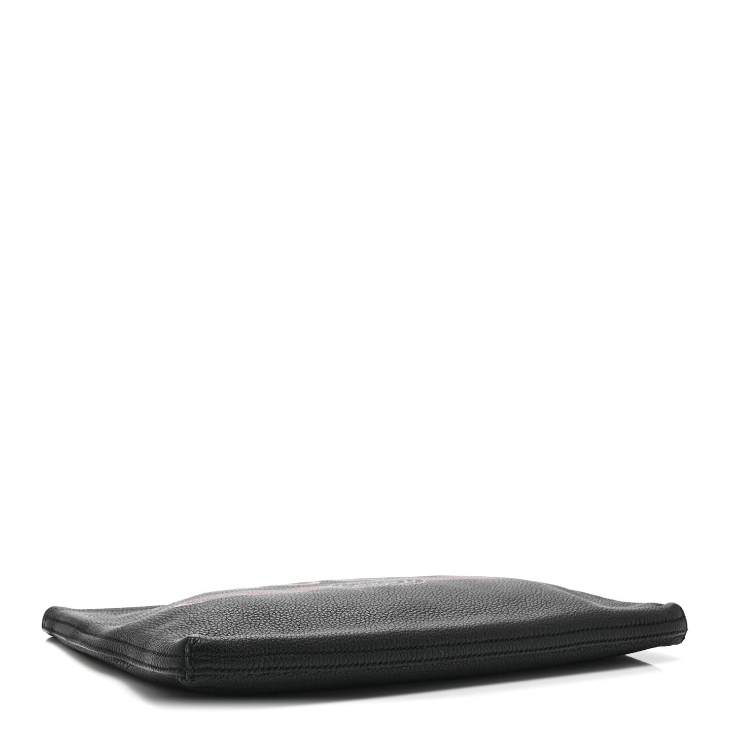 Pebbled Calfskin Medium Logo Portfolio Clutch Black