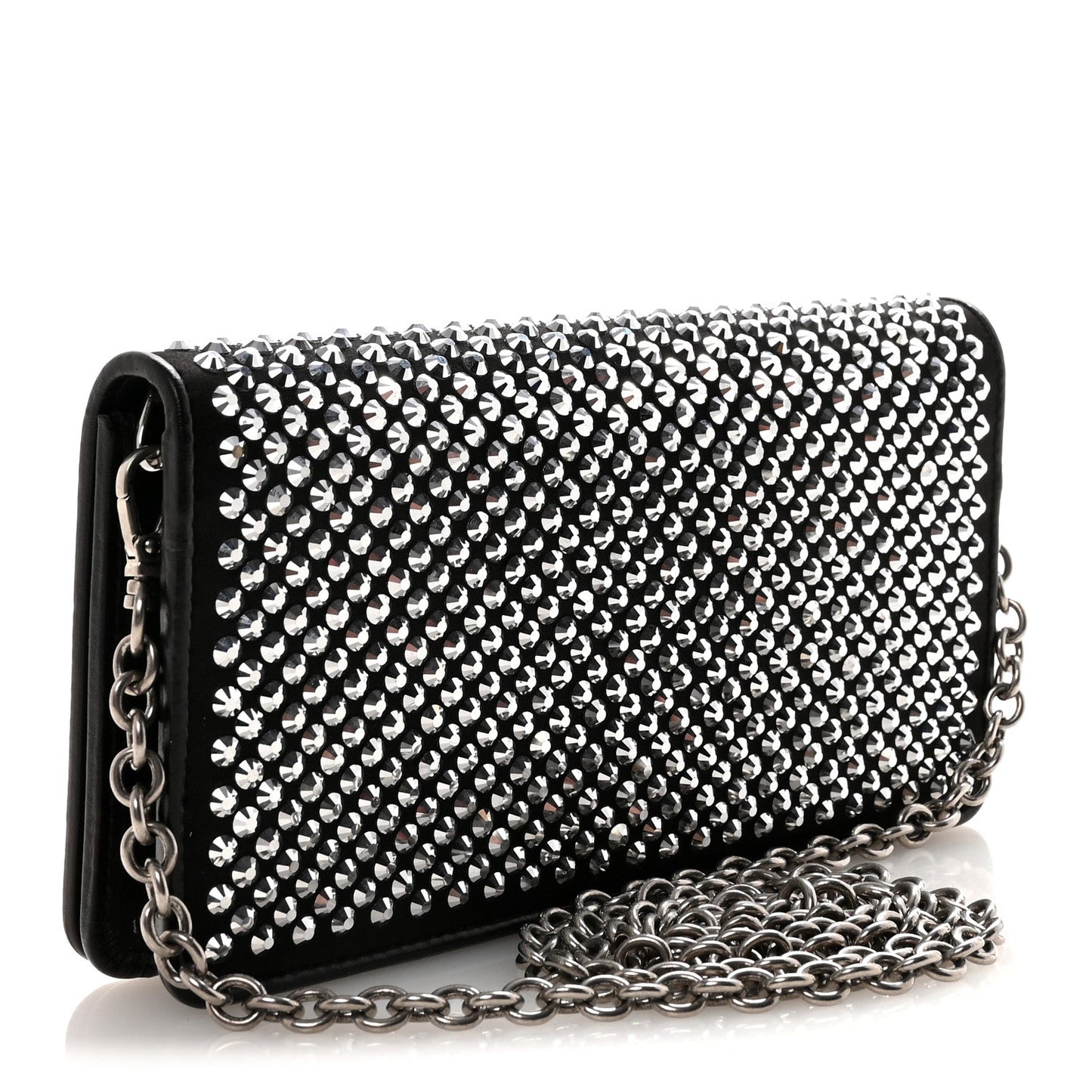 Satin Crystal Metal Triangle Logo Mini Crossbody Bag Cristal