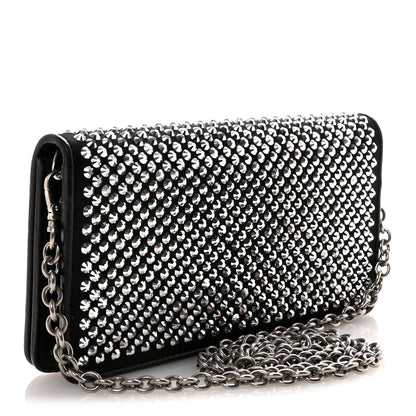 Satin Crystal Metal Triangle Logo Mini Crossbody Bag Cristal