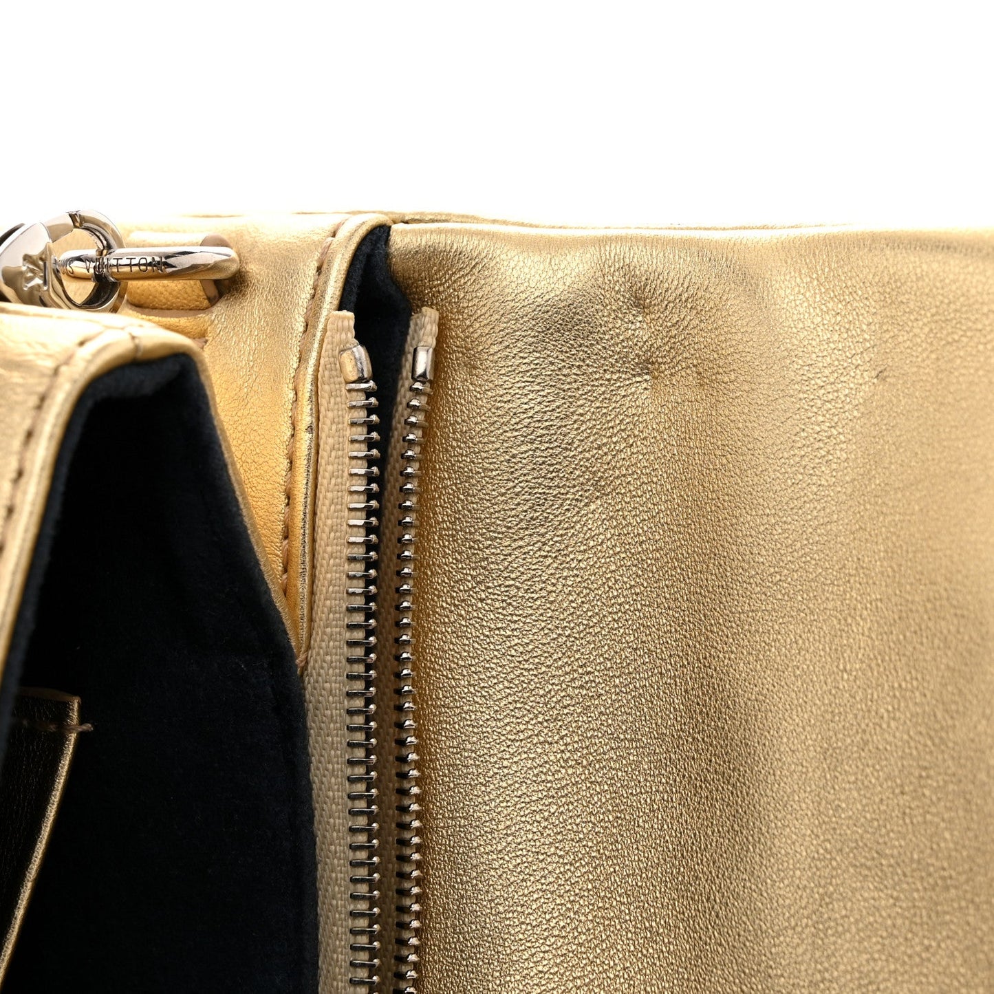 Metallic Lambskin Embossed Monogram Pochette Coussin Gold