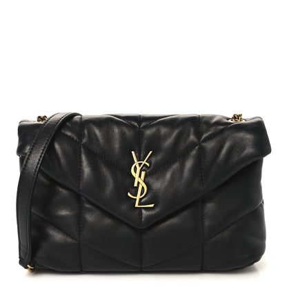 Lambskin Quilted Toy Loulou Puffer Monogram Chain Satchel Black