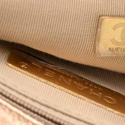Metallic Lambskin Quilted Medium Chanel 19 Flap Gold