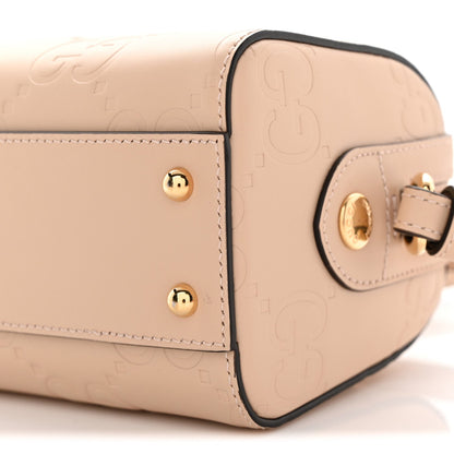 Gilbert Calfskin Jumbo GG Embossed Super Mini Top Handle Bowler Bag Beige