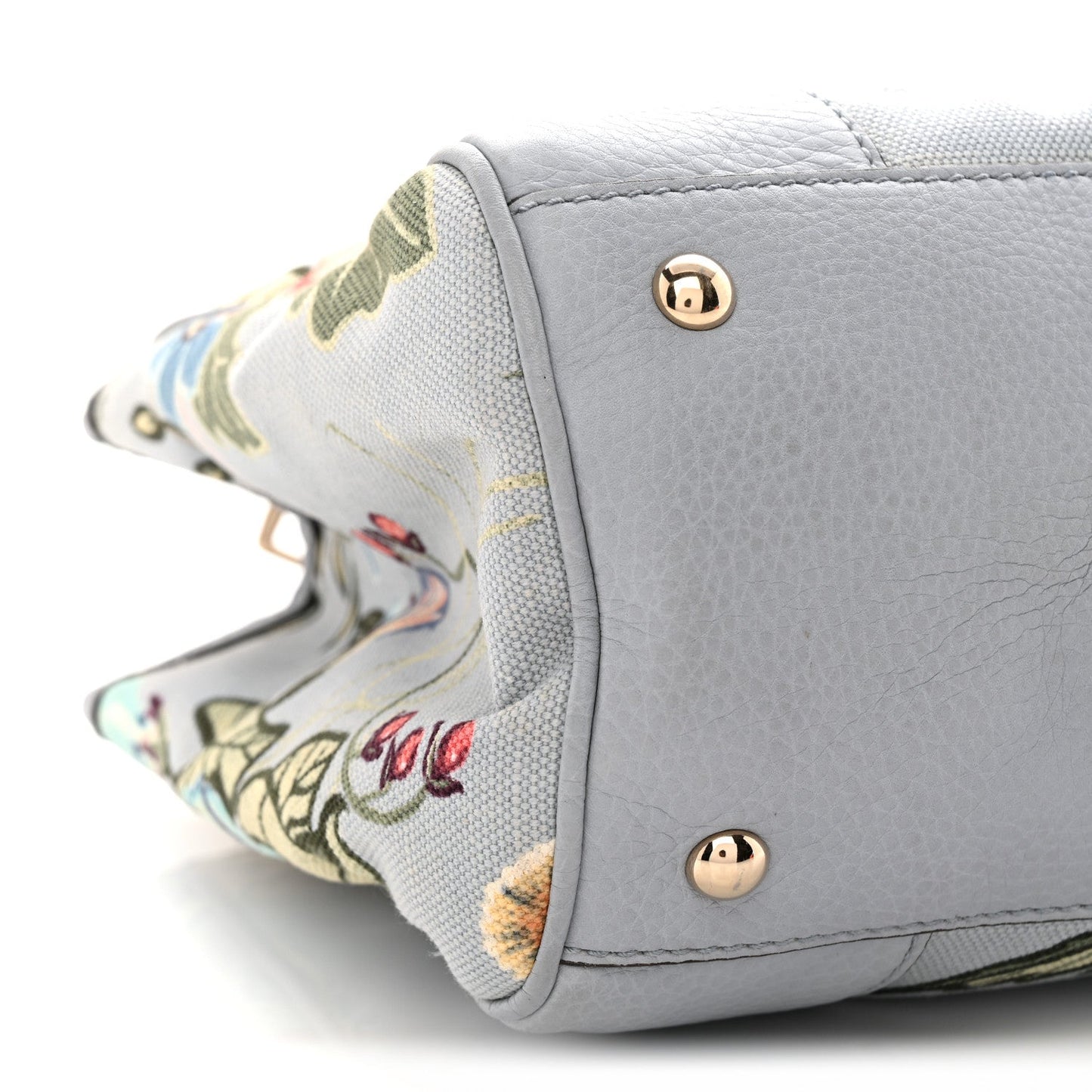 Canvas Cellarius Calfskin Flora Knight Medium Bamboo Shopper Tote Light Blue