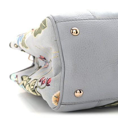 Canvas Cellarius Calfskin Flora Knight Medium Bamboo Shopper Tote Light Blue