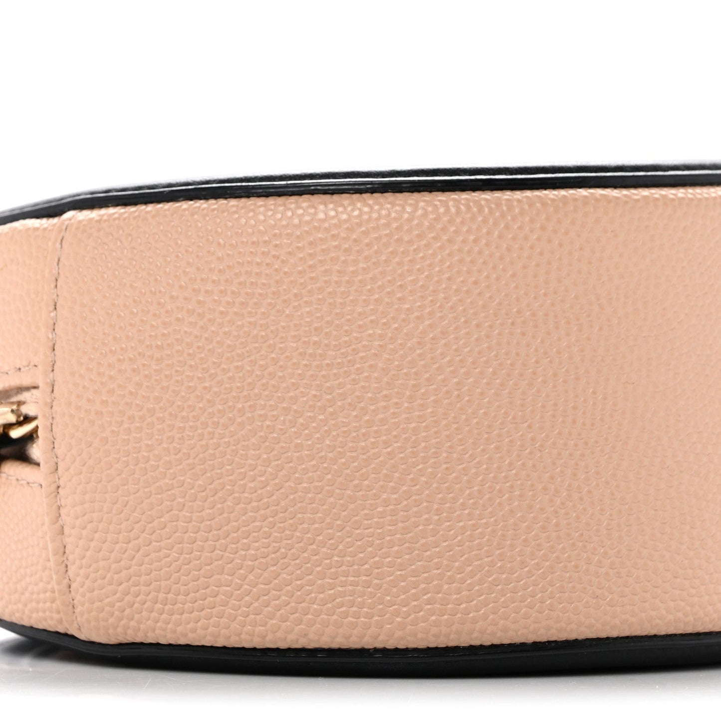 Caviar Quilted Round Filigree Crossbody Beige Black