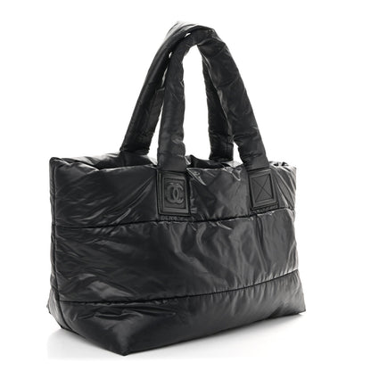 Lambskin Quilted Large Coco Cocoon Reversible Tote Black