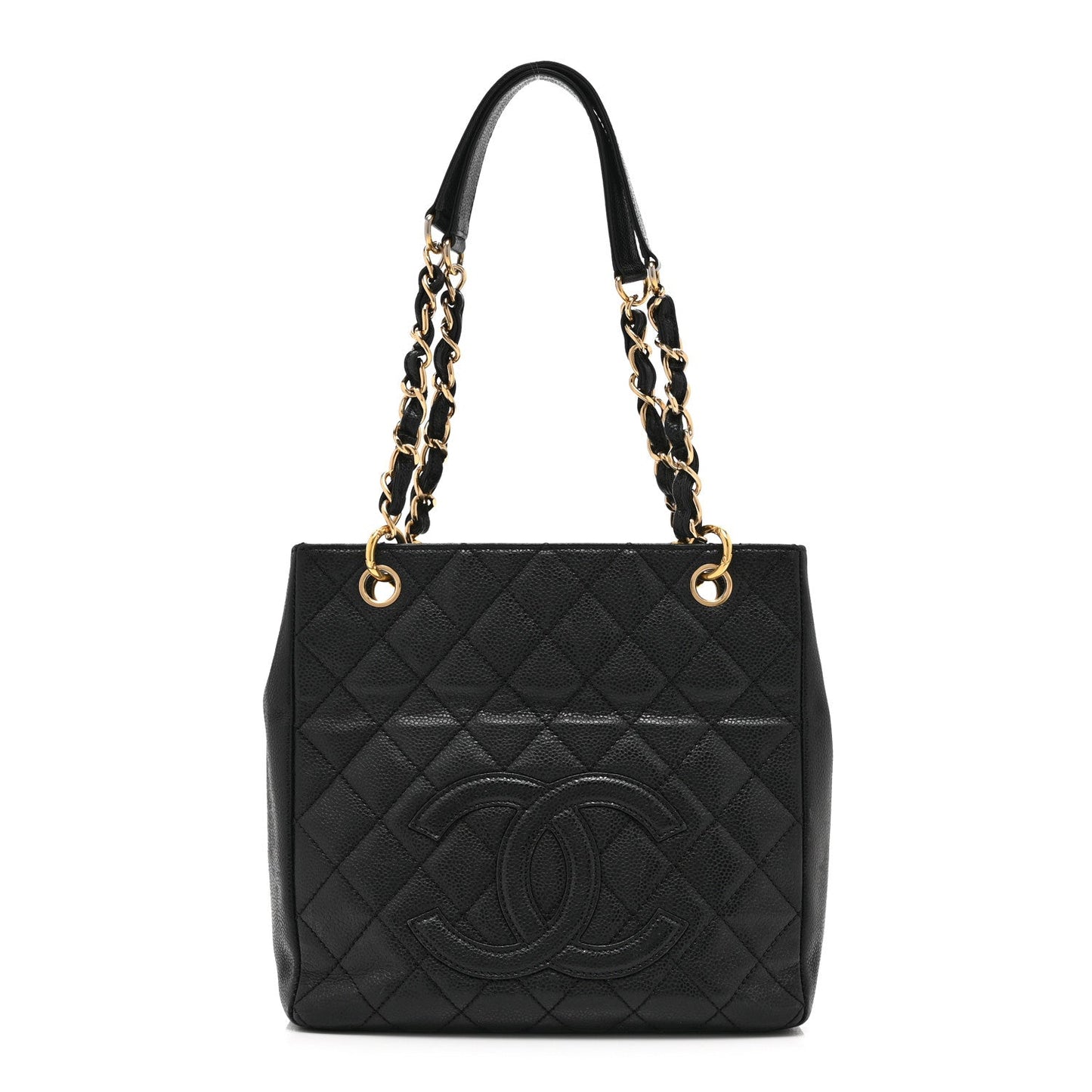 Caviar Quilted Petit Shopping Tote PST Black