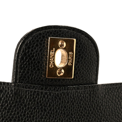 Caviar Quilted Medium Double Flap Black
