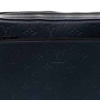 Calfskin Monogram Shadow Trio Messenger Navy