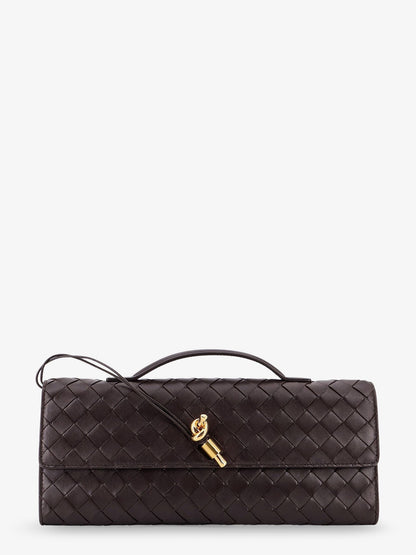 Bottega Veneta Women Andiamo Leather Clutch With Intrecciato Motif