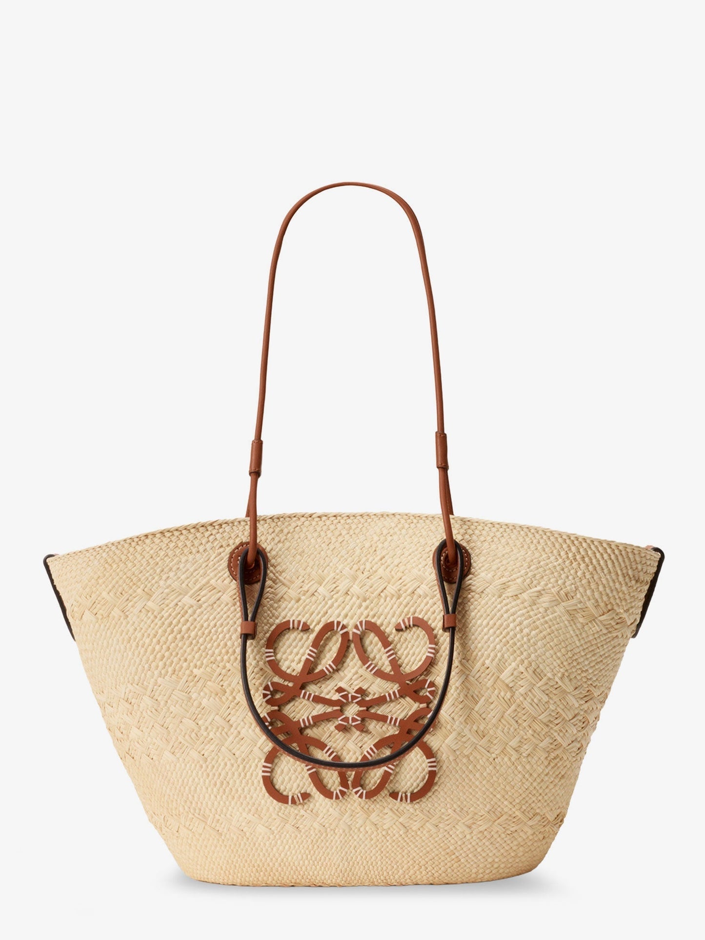 Loewe Women Paula's Ibiza Leather And Iraca Palm Shoulder Bag