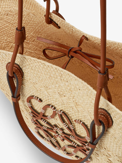 Loewe Women Paula's Ibiza Leather And Iraca Palm Shoulder Bag