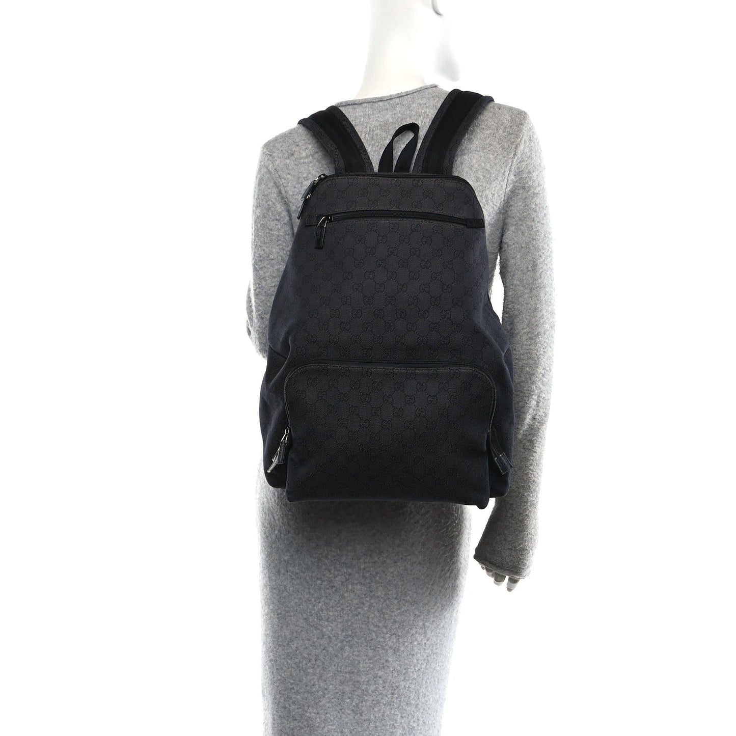 Denim Monogram Medium Backpack Black