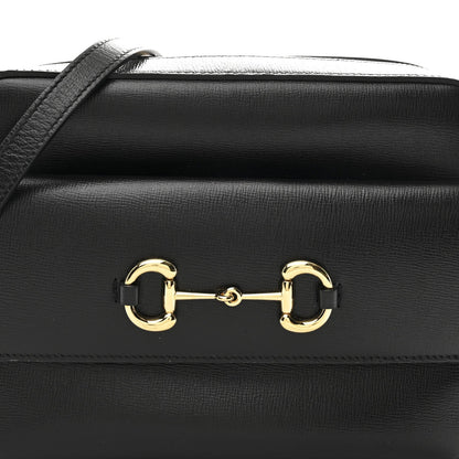 Textured Calfskin Small Horsebit 1955 Shoulder Bag Black