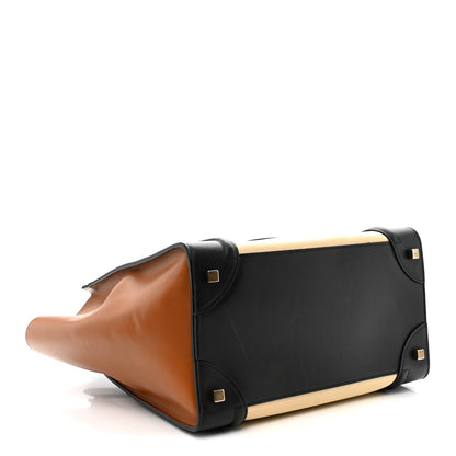 Satin Calfskin Mini Tri-Color Luggage Seashell