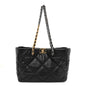 Lambskin Quilted Chanel 19 East West Shopping Bag Black