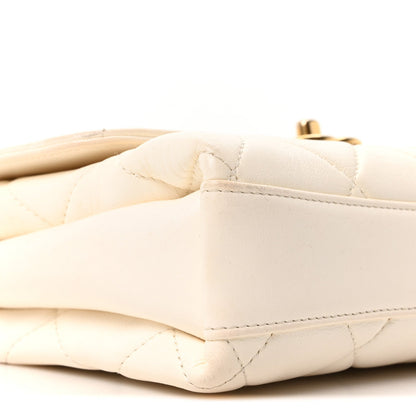 Lambskin Quilted Small CC Crystal Logo Chain Flap White