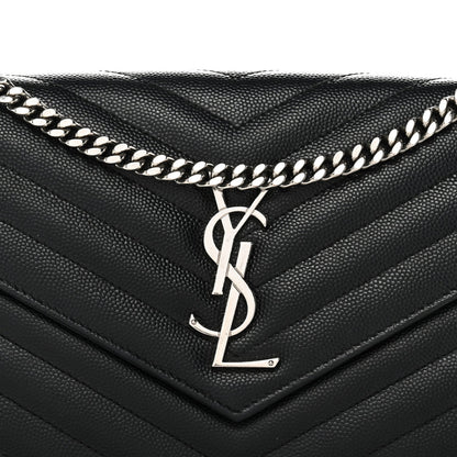 Grain De Poudre Matelasse Chevron Monogram Chain Wallet  Black