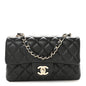 Lambskin Quilted Mini Rectangular Flap Black