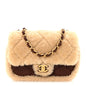 Shearling Lambskin Quilted Mini Furry Coco Flap Beige Dark Brown
