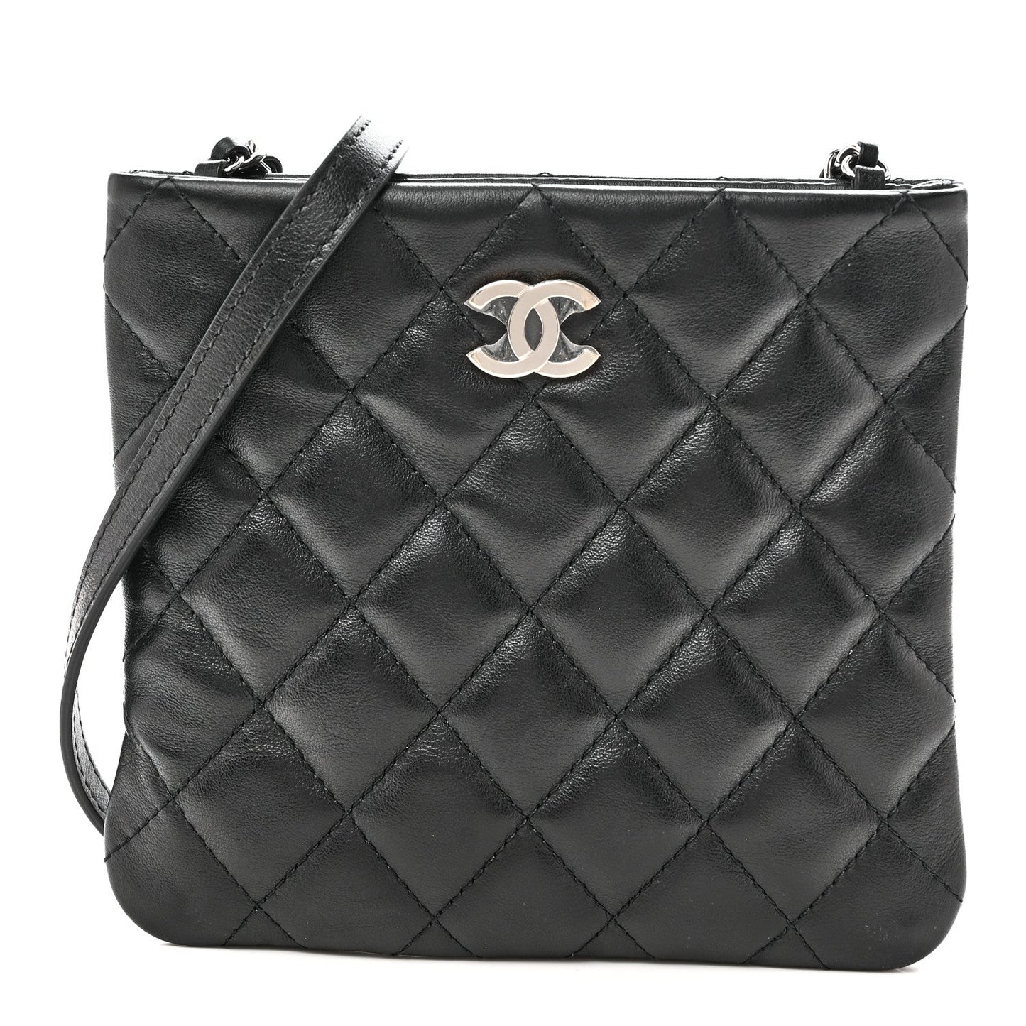 Lambskin Quilted Uniform Crossbody Bag Black