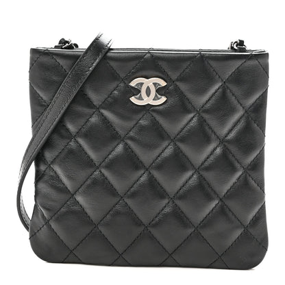 Lambskin Quilted Uniform Crossbody Bag Black