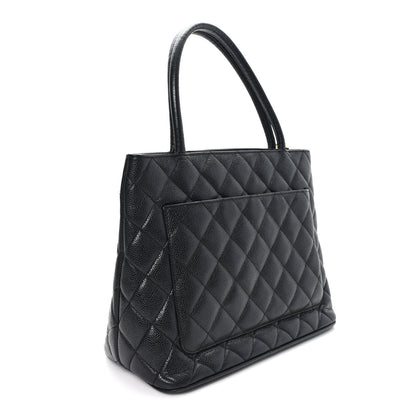 Caviar Quilted Medallion Tote Black