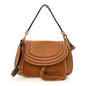 Suede Braided Medium Hudson Double Carry Shoulder Bag Caramel