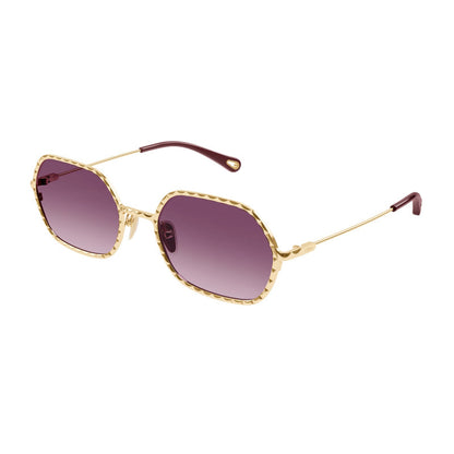 Chloe Sunglasses Rectangle Full Rim, Gold Frame and Violet Gradient Lens CH0231S003