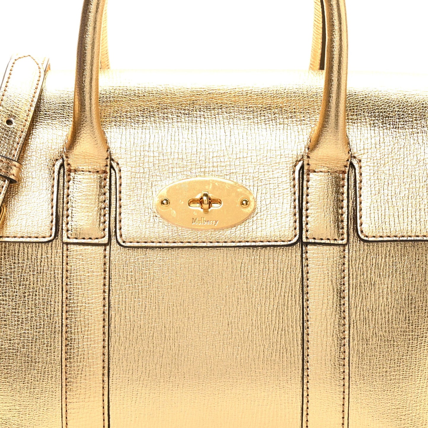 Metallic Printed Goatskin Small Bayswater Satchel Gold