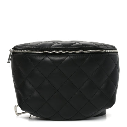 Calfskin Quilted Waist Belt Bag Black