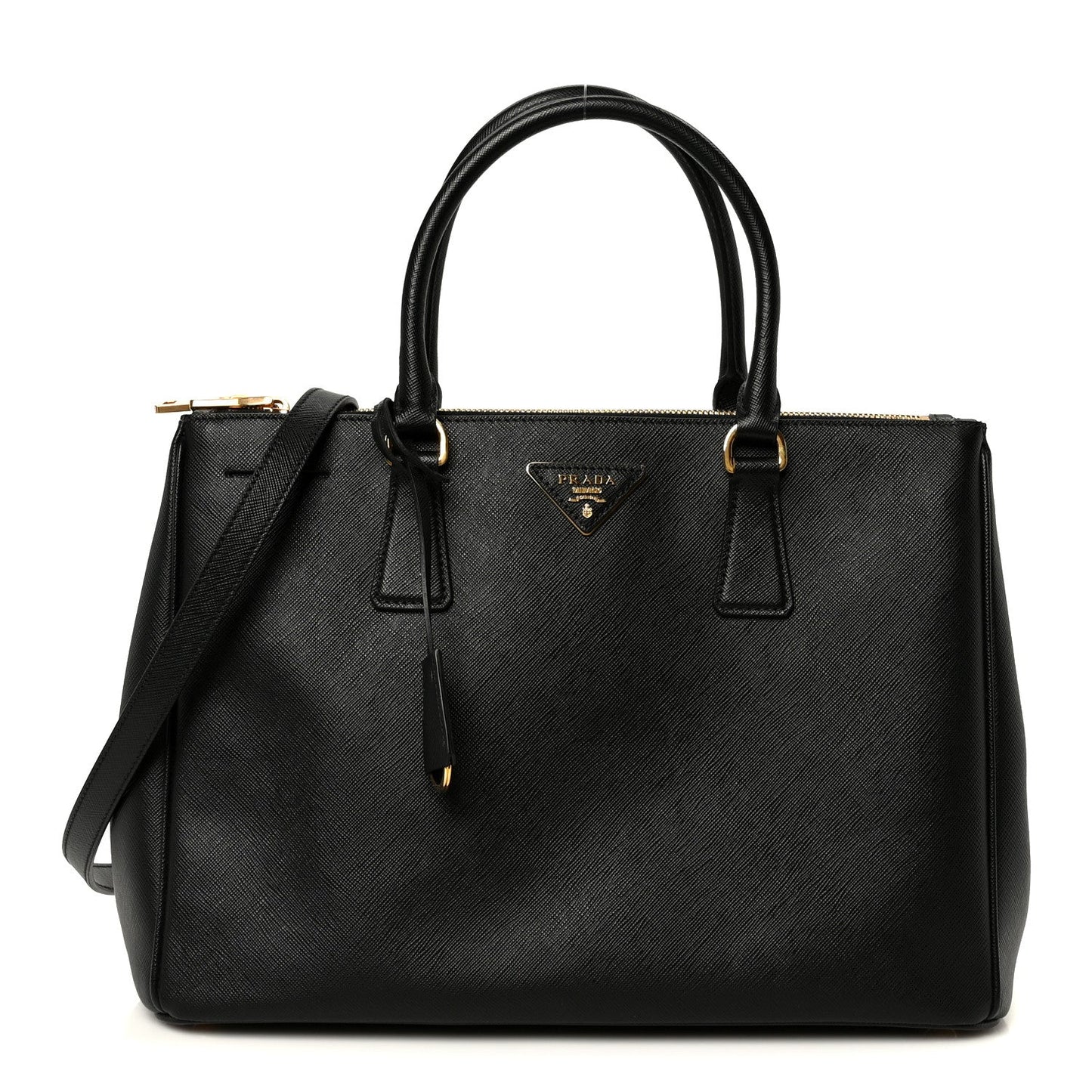 Saffiano Lux Large Galleria Double Zip Tote Black