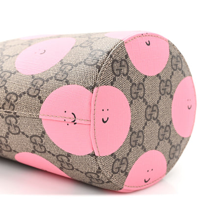GG Supreme Monogram Childrens Printed Smile Bucket Bag Beige Dark Brown Yellow Pink