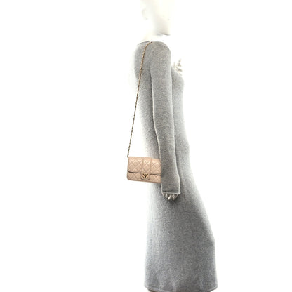Lambskin Quilted Tab Mini Flap Beige