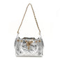 Metallic Aged Calfskin Quilted Mini Chanel 25 Handbag Silver