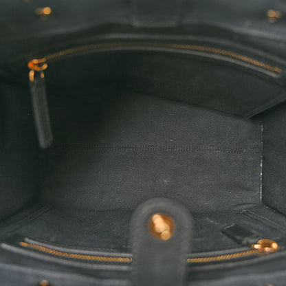 Canvas Calfskin La Medusa Small Tote Black
