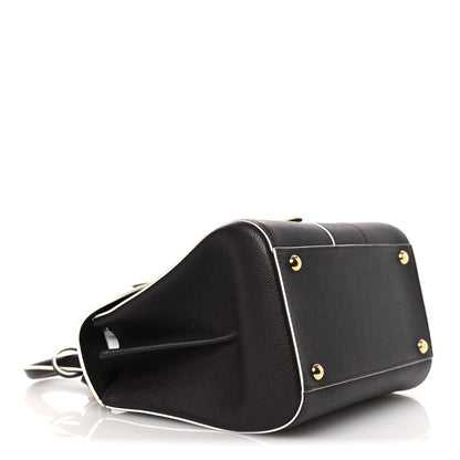 Grained Calfskin Bi-Color Brillant Mini Satchel Black
